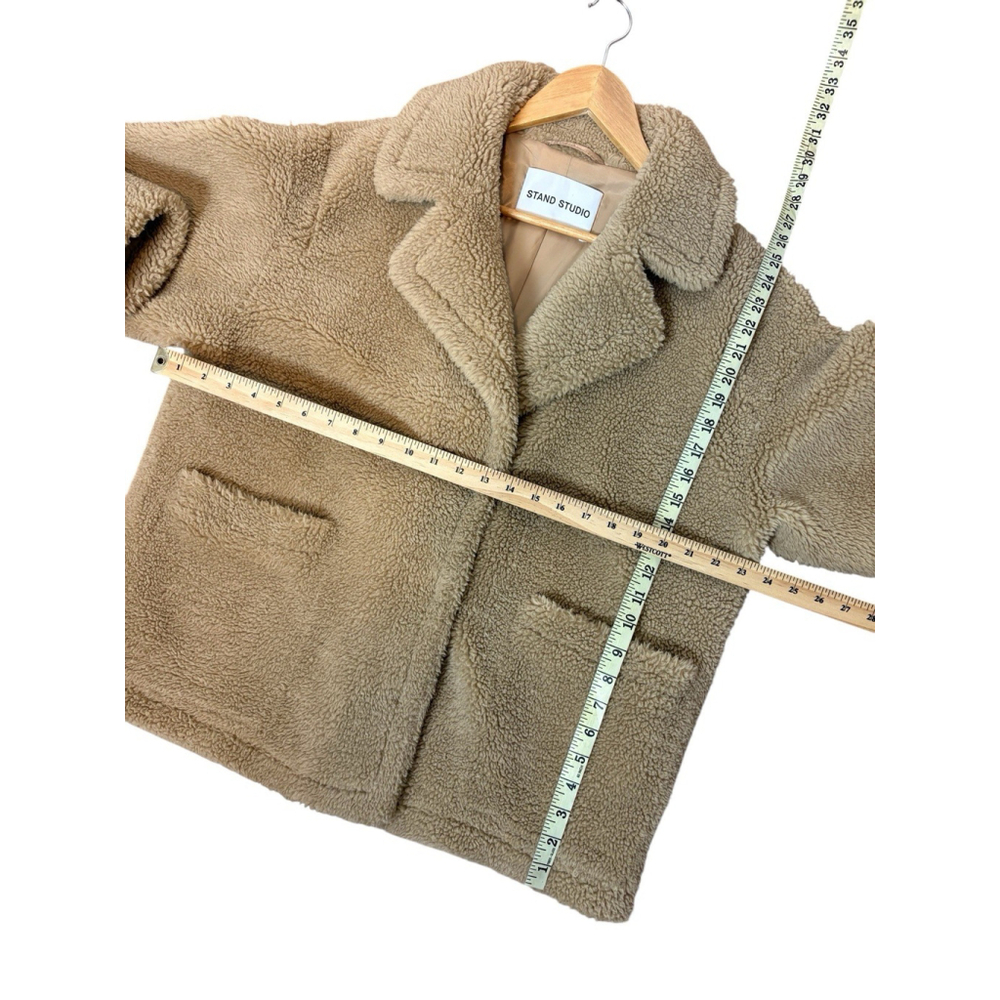 Stand Studio Marina Teddy Faux Fur Jacket Camel Oversized Coat Size M - Picture 10 of 13